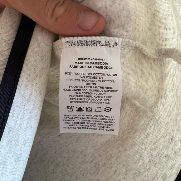 Nike Tech Men Fleece Full-zip Hoodie White Heather DD4688-100 - Picture 6 of 10